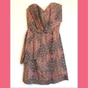 David Peck USA Crop Size 2 Coffee Print Dress